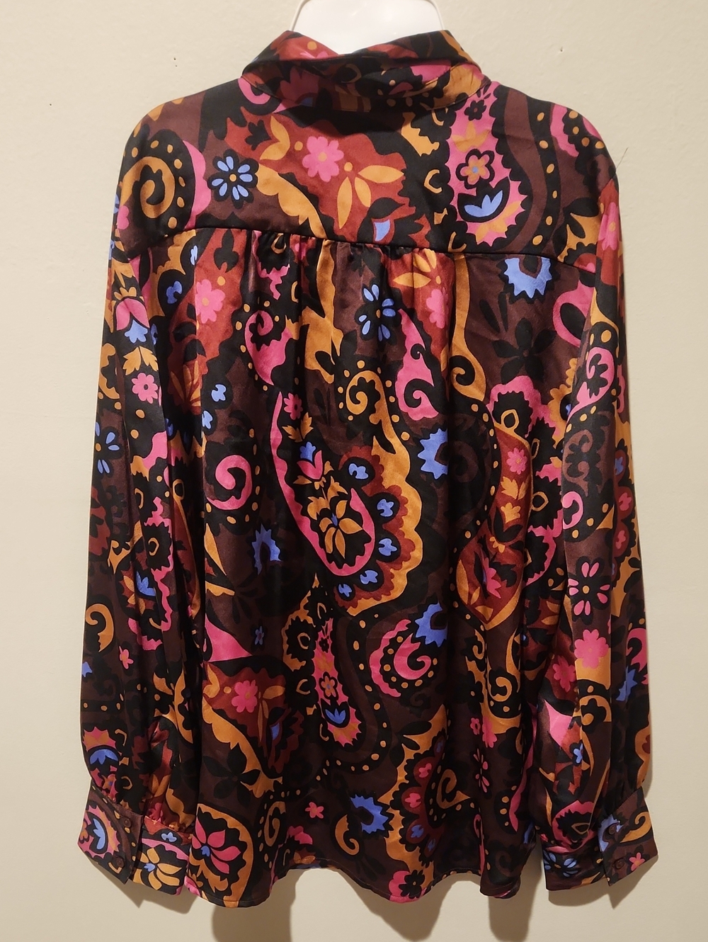 ❤️ ANN TAYLOR SATIN PAISLEY BUTTON DOWN TOP / BLOUSE, MEDIUM - Picture 9 of 11